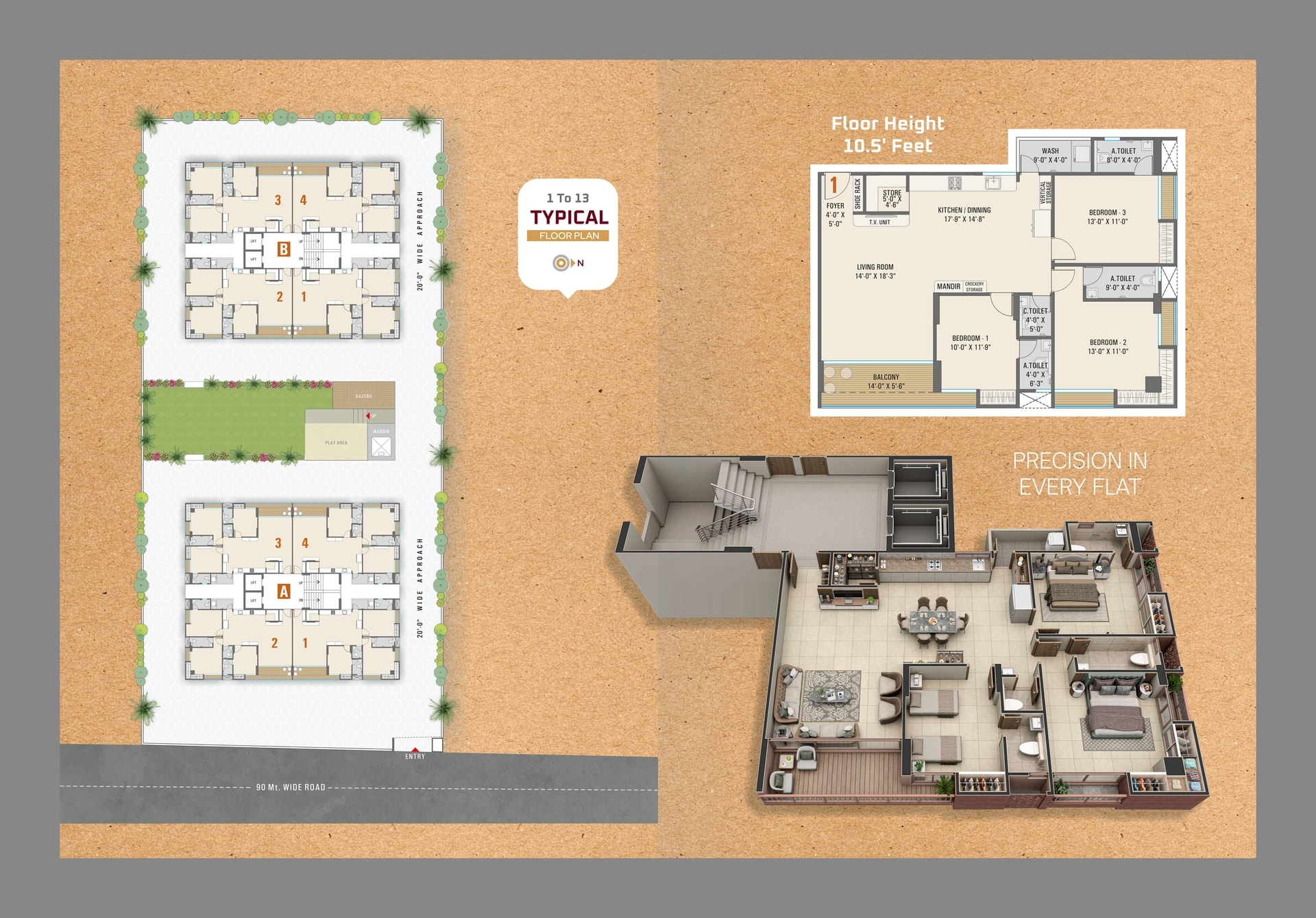 3BHK Unit Floor Plan